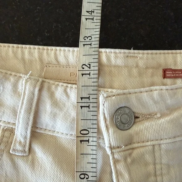 Anthropologie Pilcro Cream Button Fly High Rise Distressed Jean Shorts Waist 29 - Picture 10 of 13